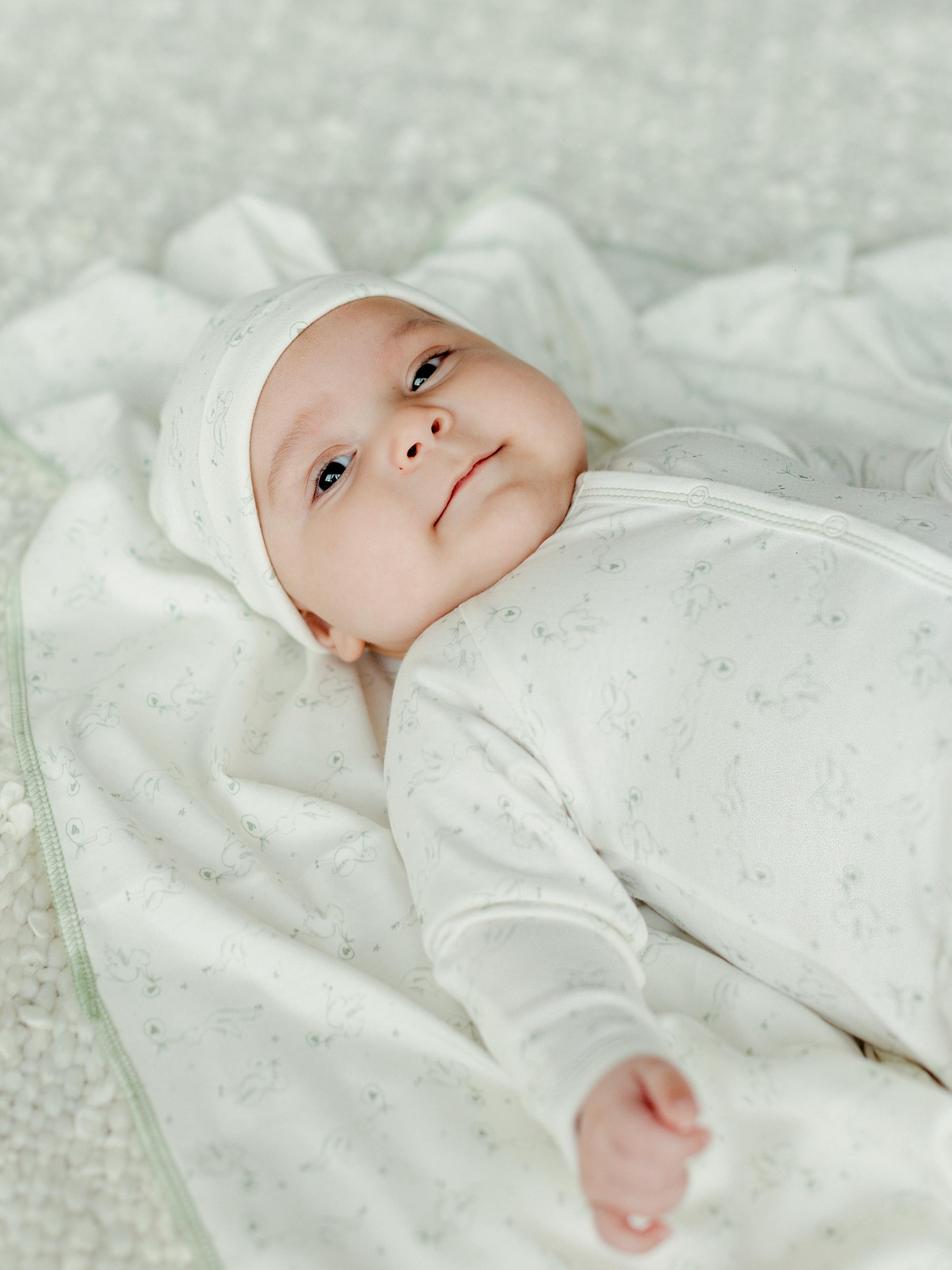 Convertible Romper & Beanie Set - Stork