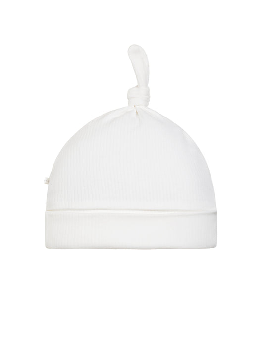 Drop Needle - Knot Top Beanie - Organic White