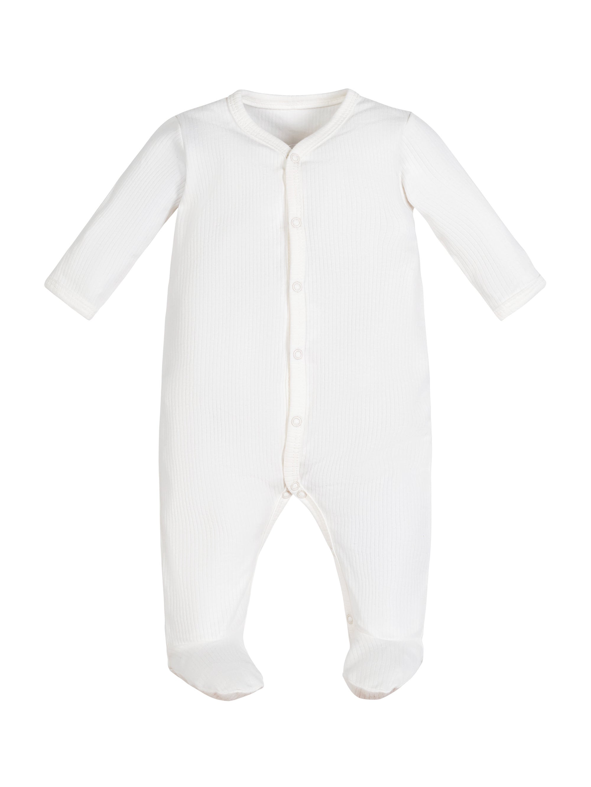 Drop Needle - Snap Front Footie - Organic White
