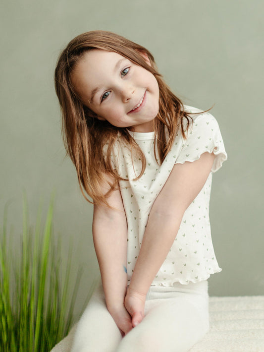 T-shirt - Girls - Flutter Sleeves - Hearts