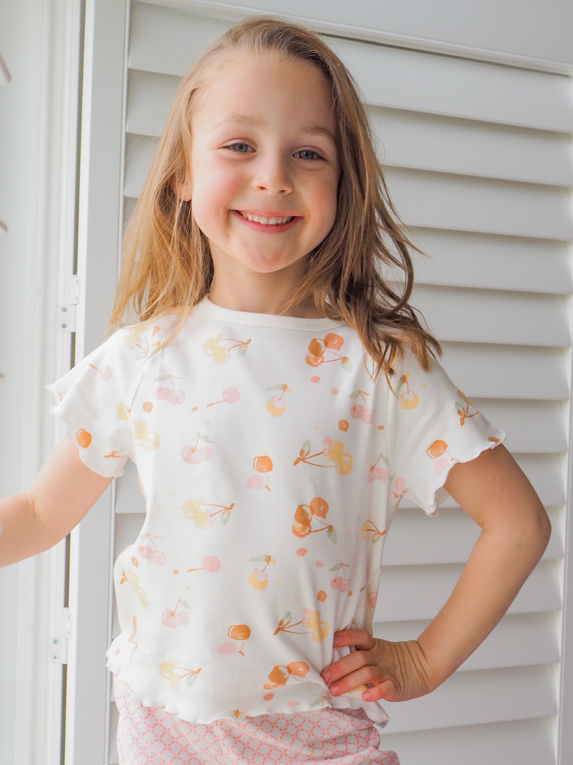 T-shirt - Girls - Flutter Sleeves - Cherry Picking