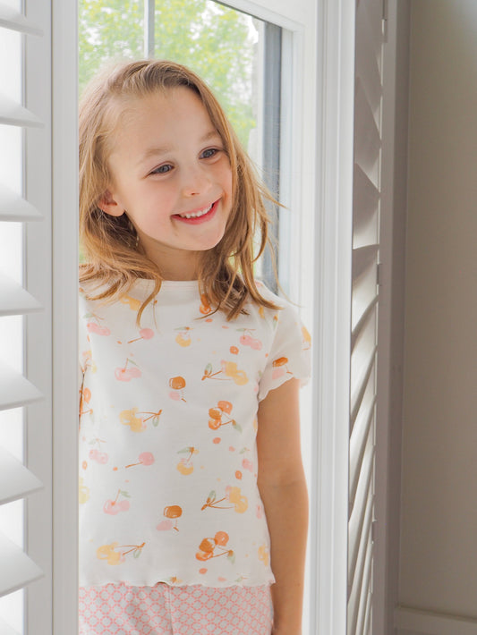 T-shirt - Girls - Flutter Sleeves - Cherry Picking