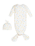 Load image into Gallery viewer, Knotted Gown & Beanie Set - Blue Dots
