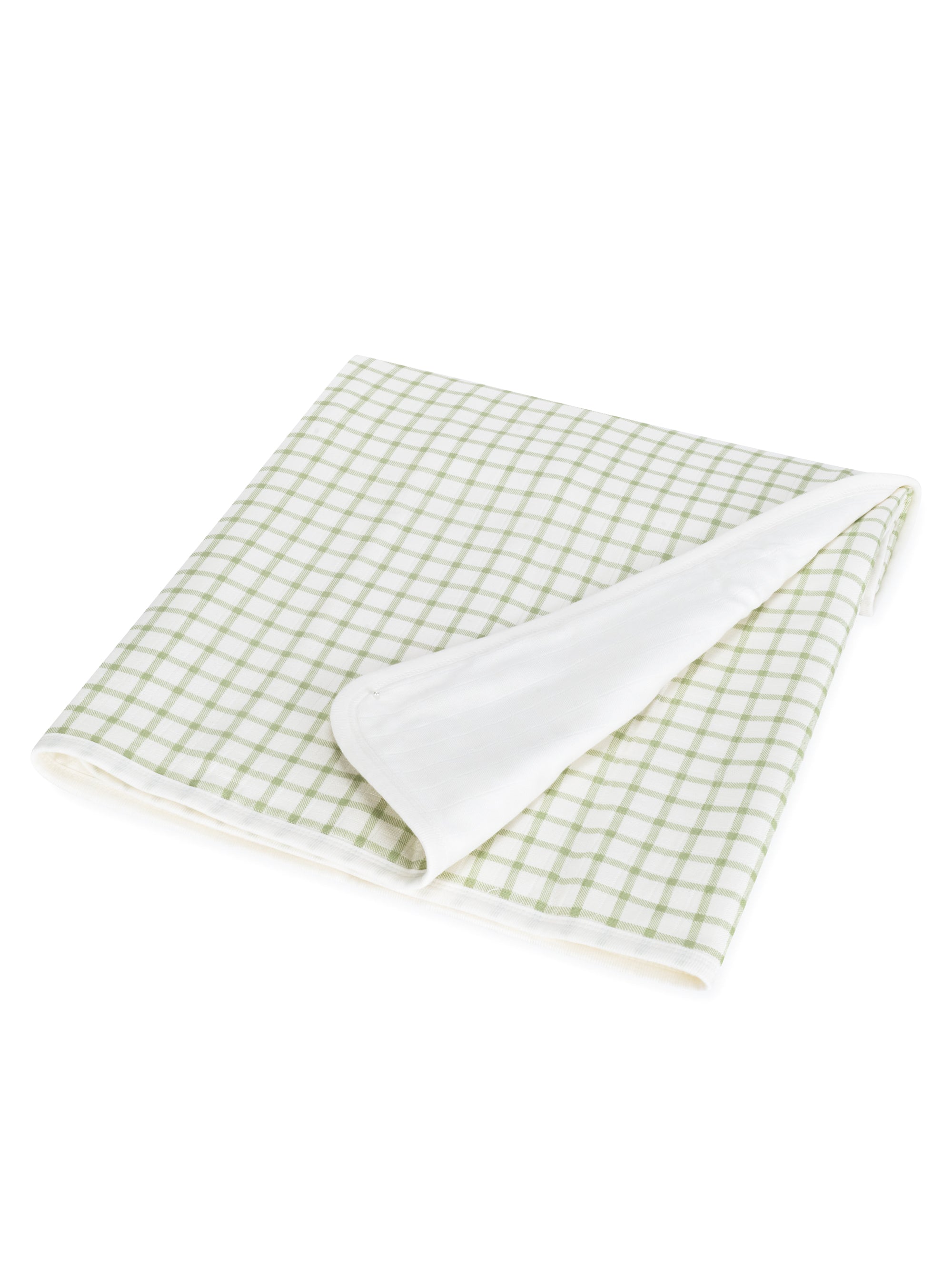 Muslin Blanket - Sage Windowpane / White