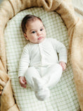 Load image into Gallery viewer, Muslin - Bassinet Sheet - Sage Windowpane
