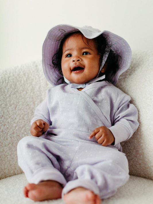 Muslin Side Snap Top & Pant Set - Lavender Stars