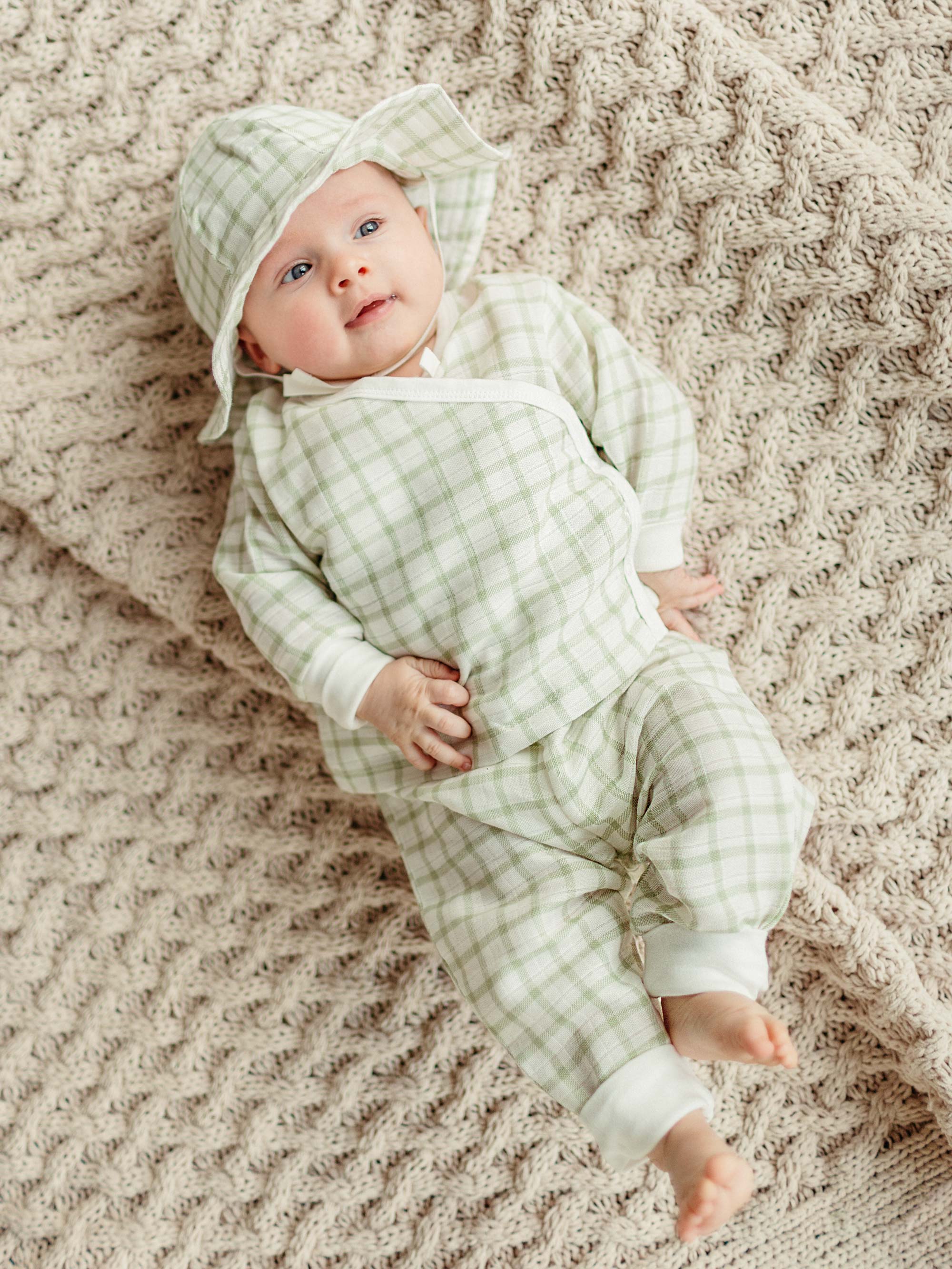 Muslin - Sunhat - Sage Windowpane