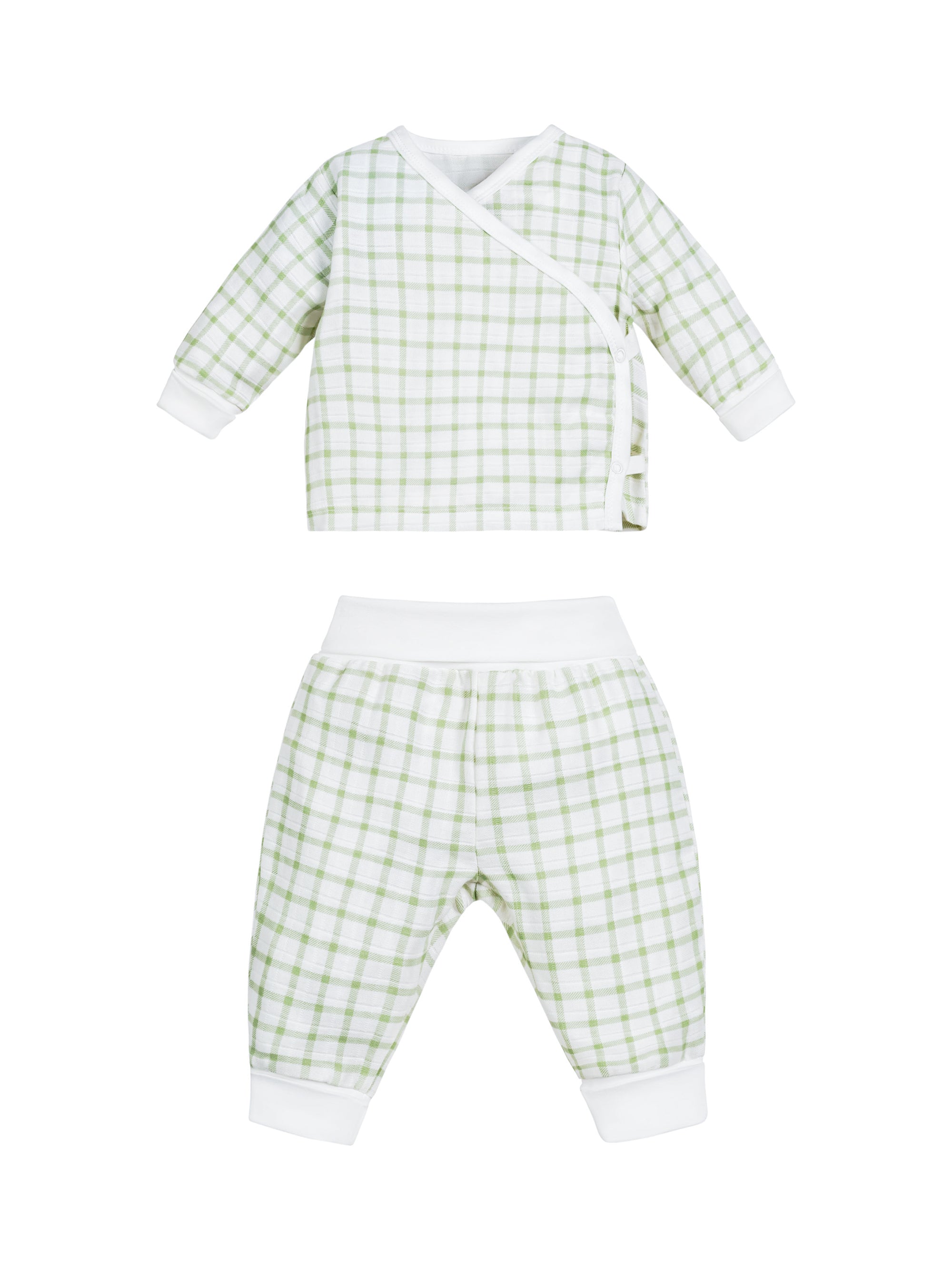 Muslin Side Snap Top & Pant Set - Sage Windowpane