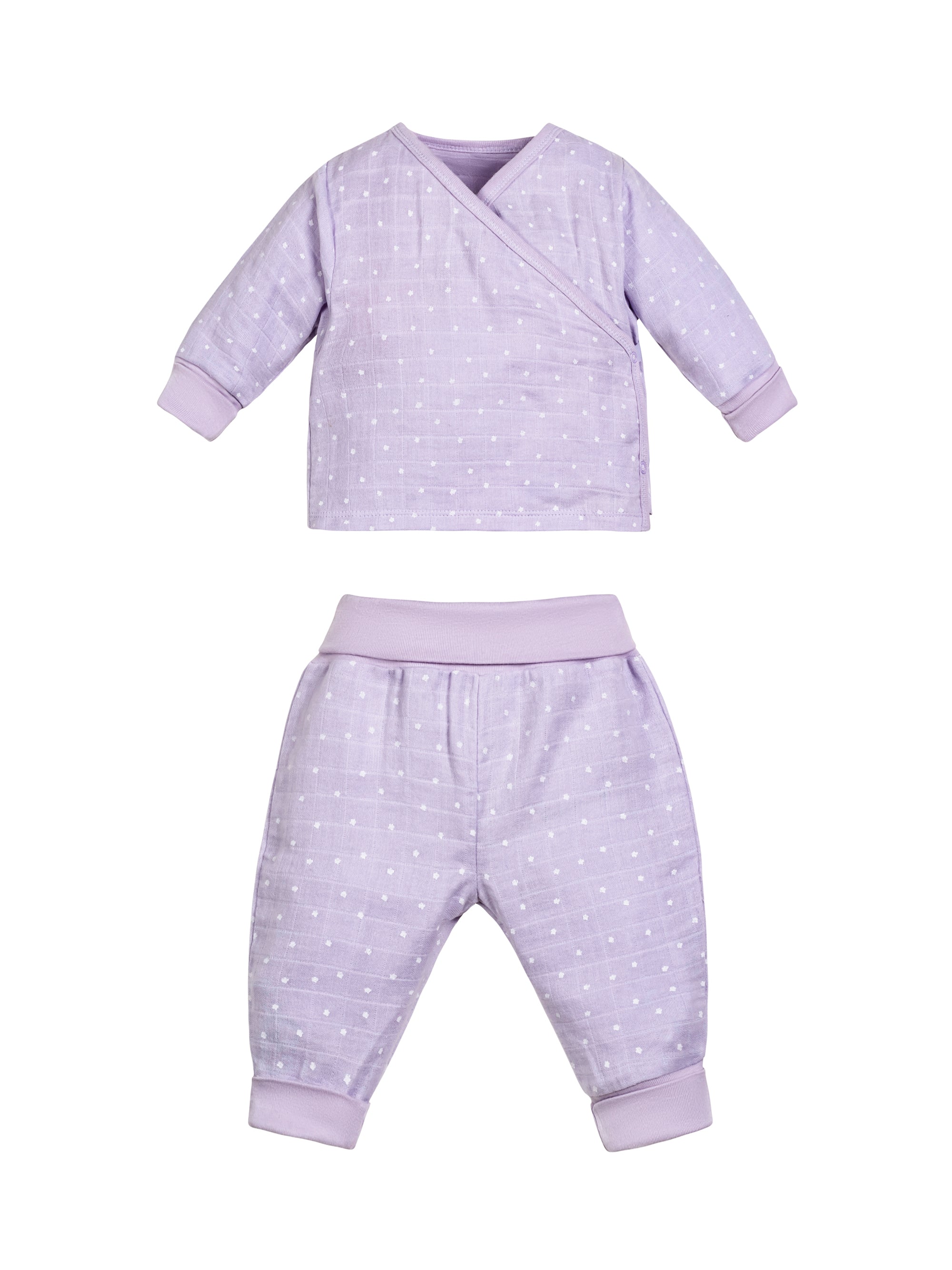 Muslin Side Snap Top & Pant Set - Lavender Stars