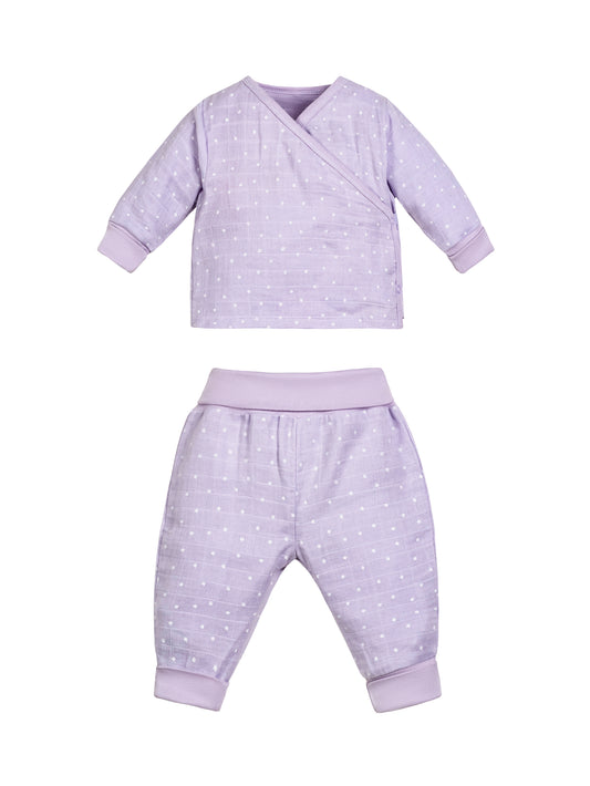 Muslin Side Snap Top & Pant Set - Lavender Stars