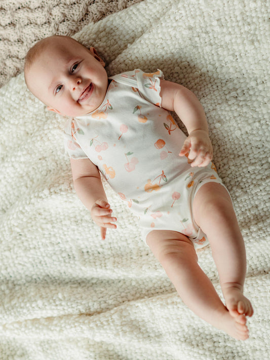 Onesie/Bodysuit - Flutter Sleeves - Cherry Picking