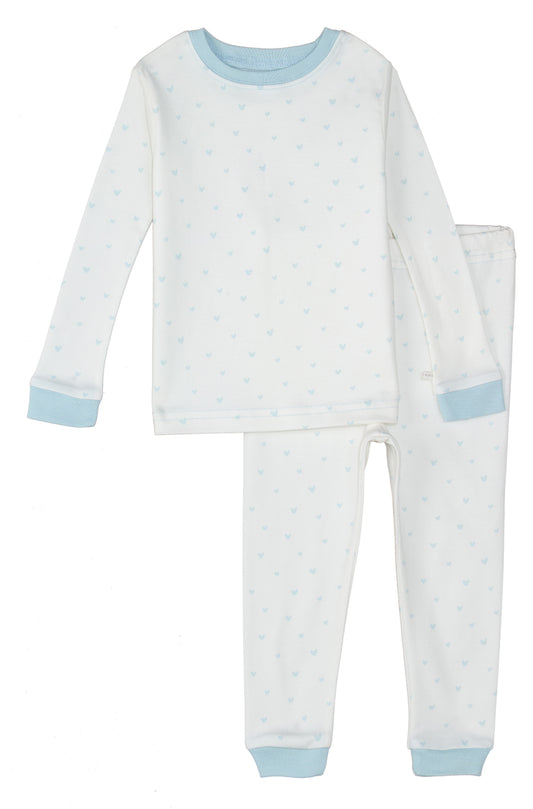 Organic Cotton Toddler Long Johns – Blue Hearts