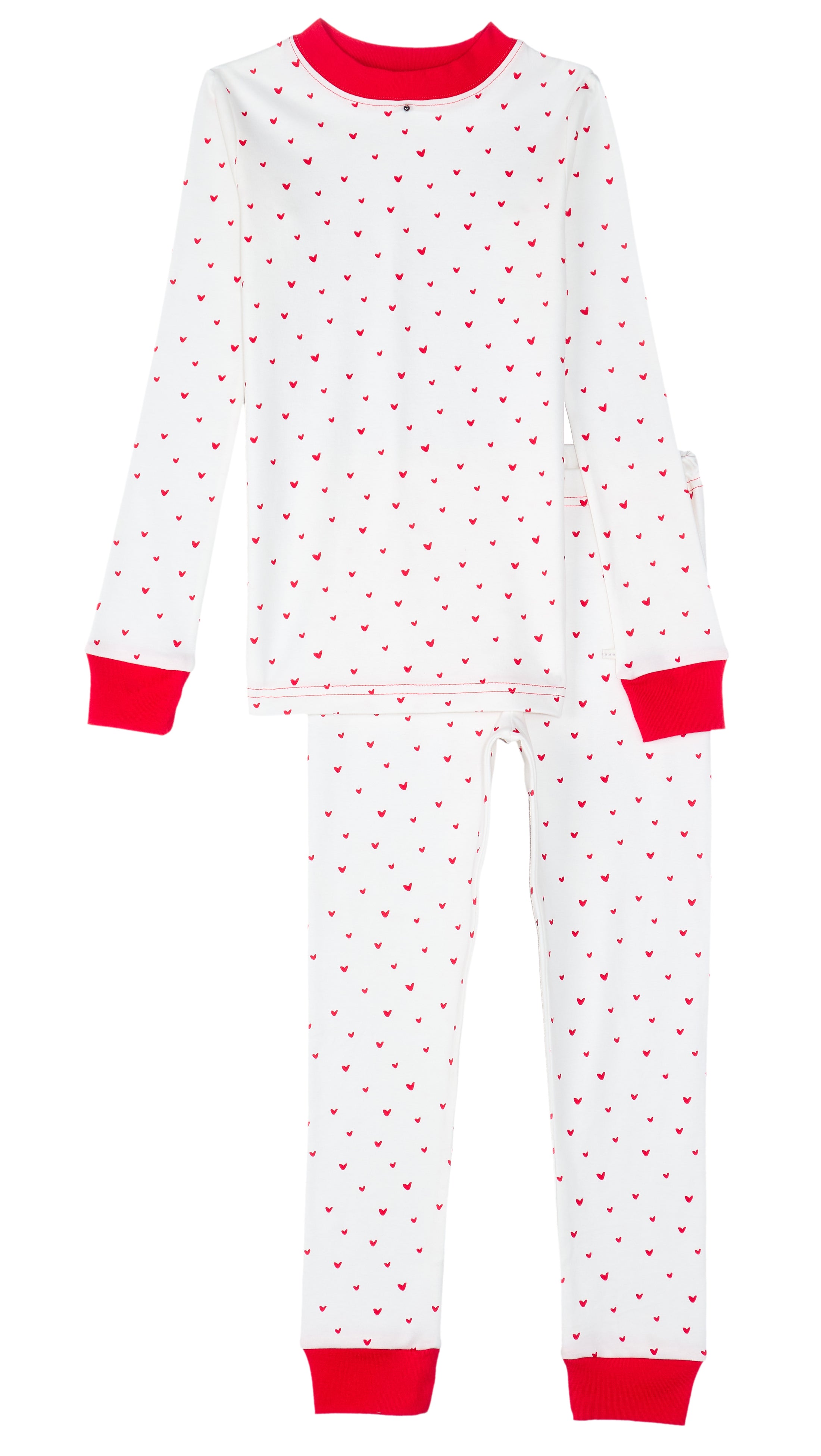 Organic Cotton Toddler Long Johns – Red Hearts