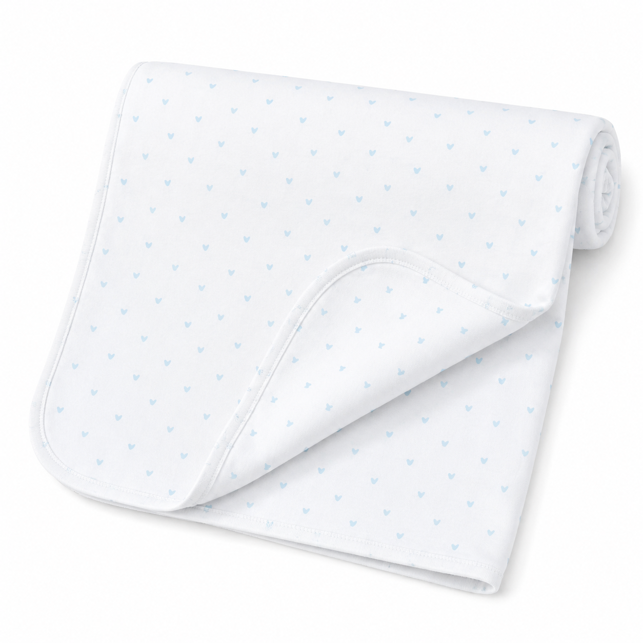 Organic Egyptian Cotton Receiving Blanket – Blue Heart Print