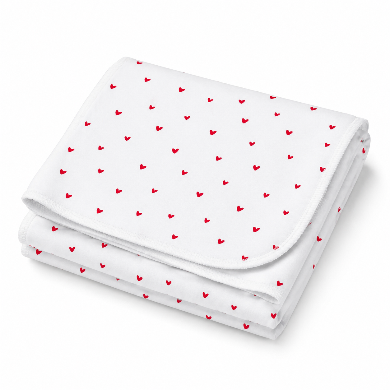 Organic Egyptian Cotton Receiving Blanket – Red Hearts Print