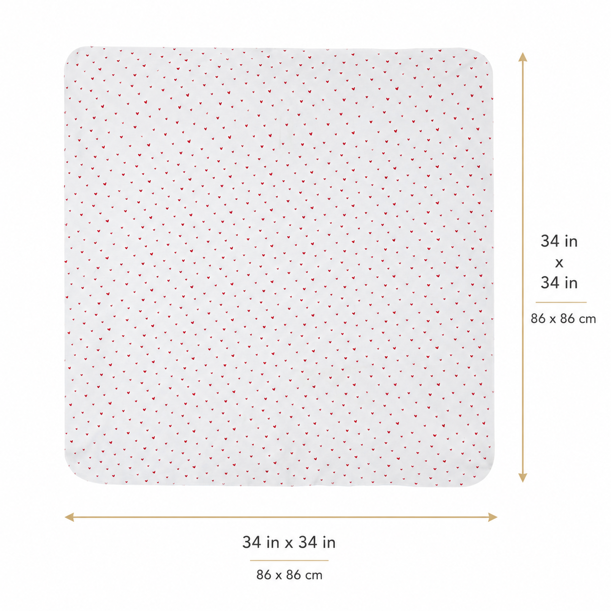 Organic Egyptian Cotton Receiving Blanket – Red Hearts Print