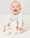 Load image into Gallery viewer, Snuggle Bunny Lovey w/ Blue Stripe Ears
