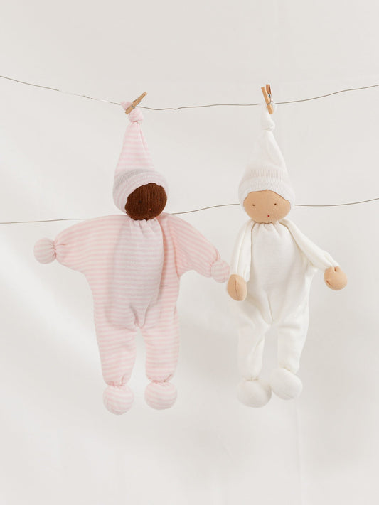 Baby Buddy Lovey - Brown Skin Pink Stripe